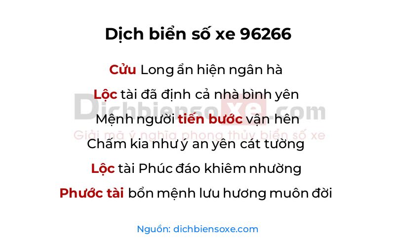 Dịch thơ biển số 96266