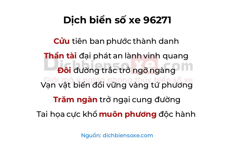 Dịch thơ biển số 96271