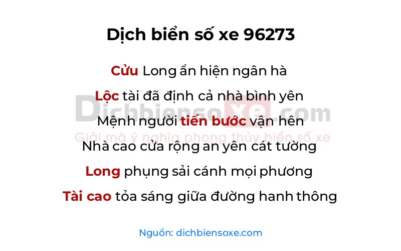 Dịch thơ biển số 96273