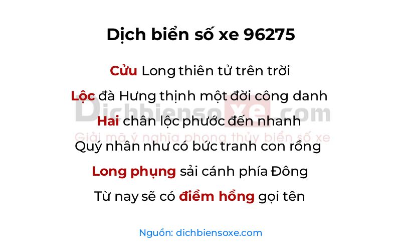 Dịch thơ biển số 96275