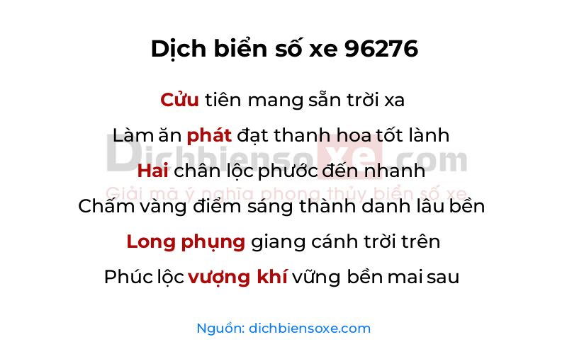 Dịch thơ biển số 96276