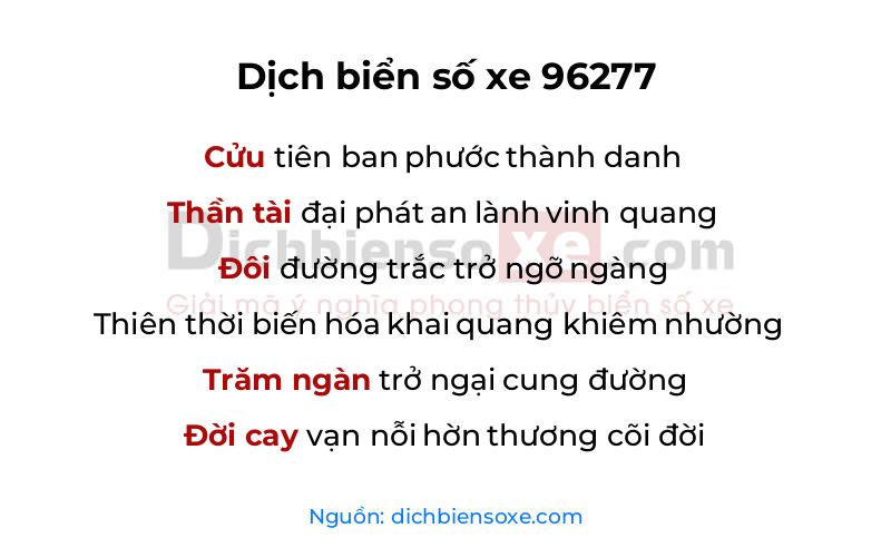 Dịch thơ biển số 96277