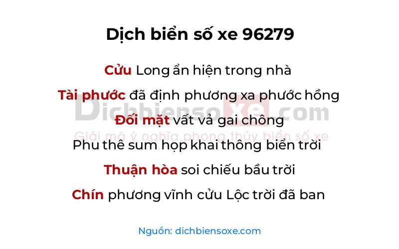 Dịch thơ biển số 96279