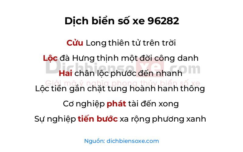 Dịch thơ biển số 96282