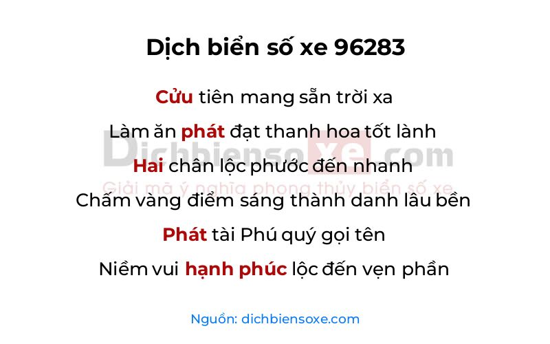 Dịch thơ biển số 96283
