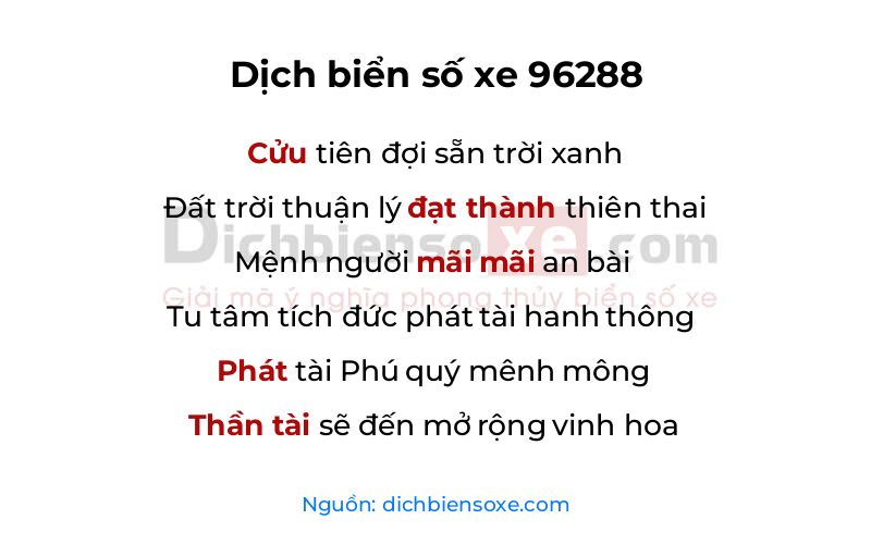 Dịch thơ biển số 96288