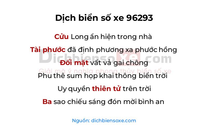 Dịch thơ biển số 96293