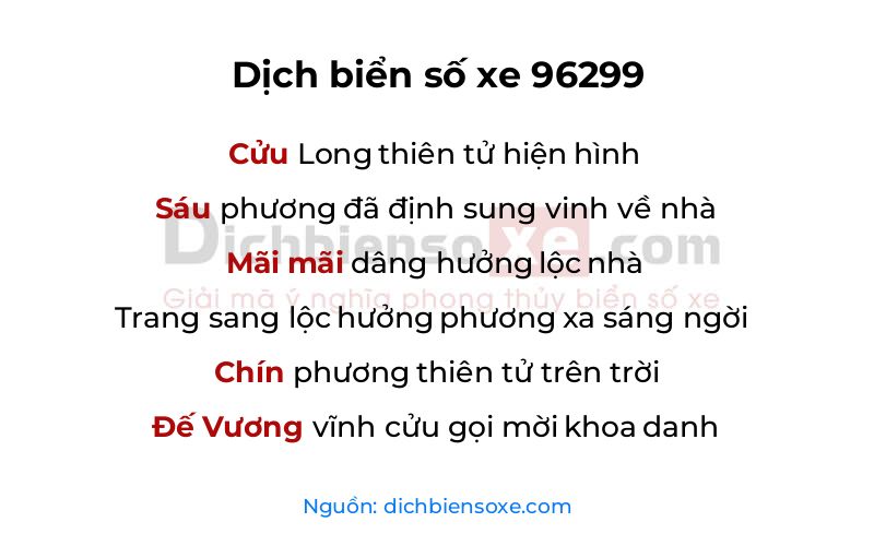 Dịch thơ biển số 96299