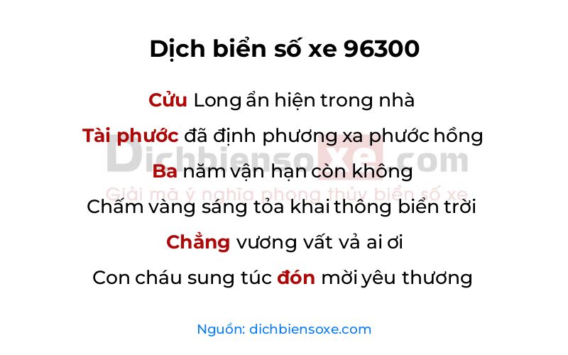 Dịch thơ biển số 96300