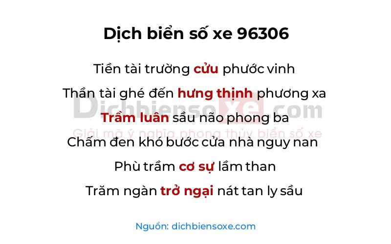 Dịch thơ biển số 96306