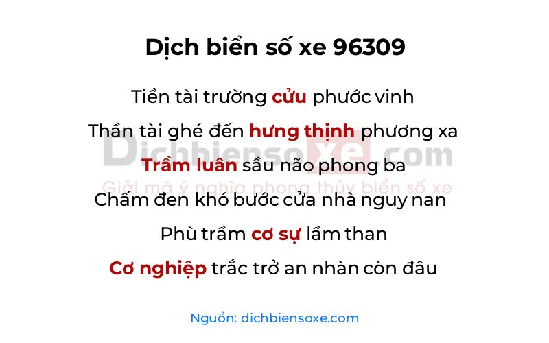 Dịch thơ biển số 96309