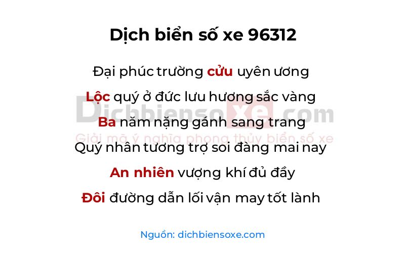 Dịch thơ biển số 96312
