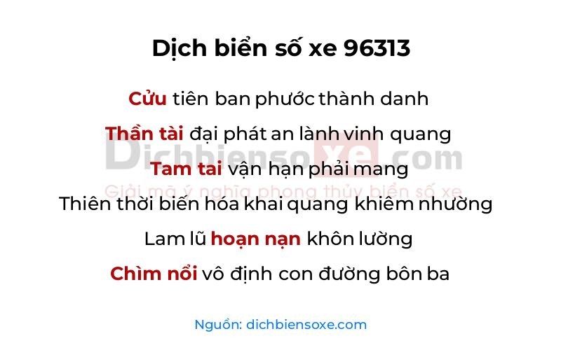 Dịch thơ biển số 96313