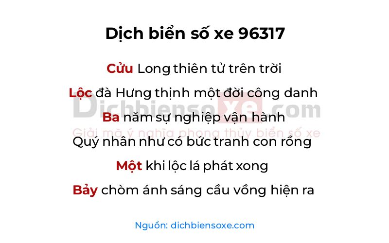Dịch thơ biển số 96317