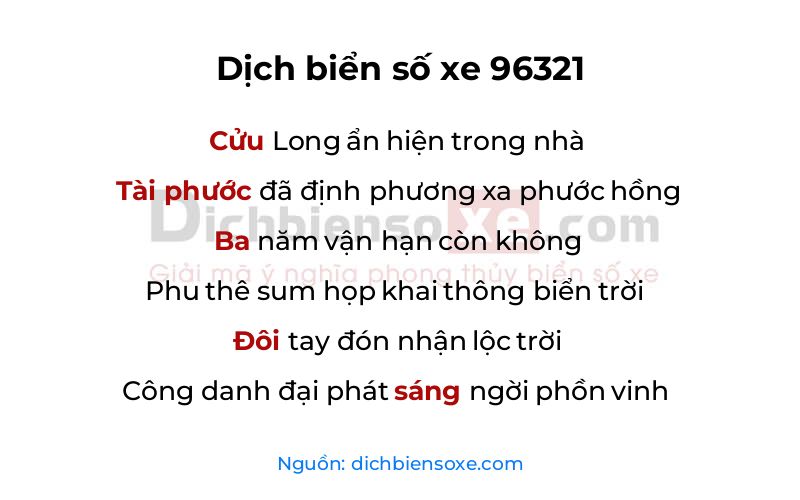 Dịch thơ biển số 96321