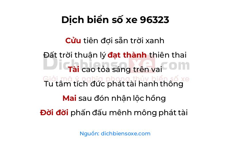 Dịch thơ biển số 96323