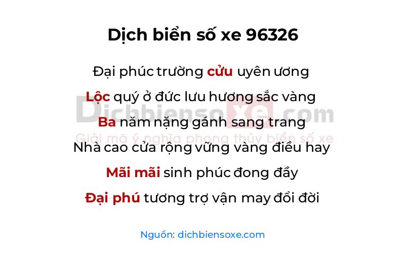 Dịch thơ biển số 96326