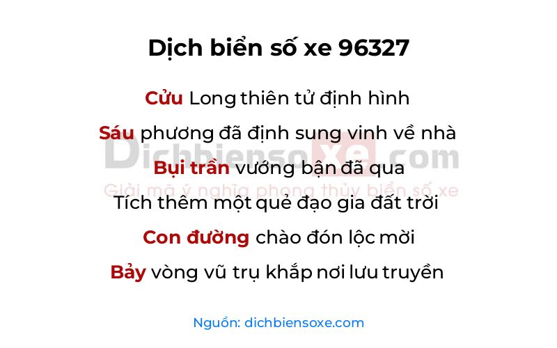 Dịch thơ biển số 96327