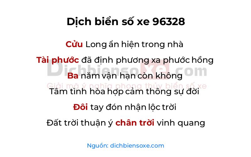 Dịch thơ biển số 96328