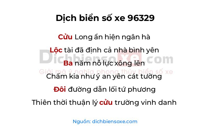 Dịch thơ biển số 96329