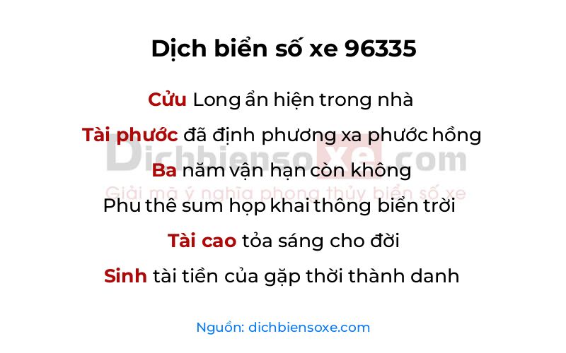 Dịch thơ biển số 96335