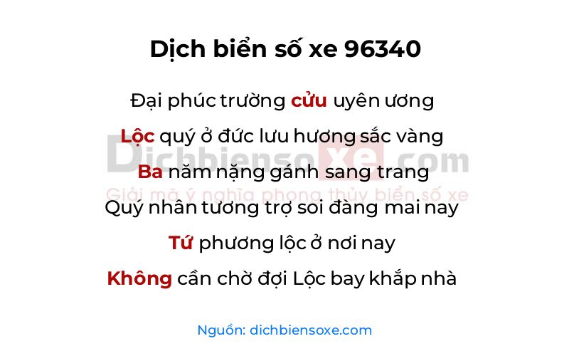 Dịch thơ biển số 96340