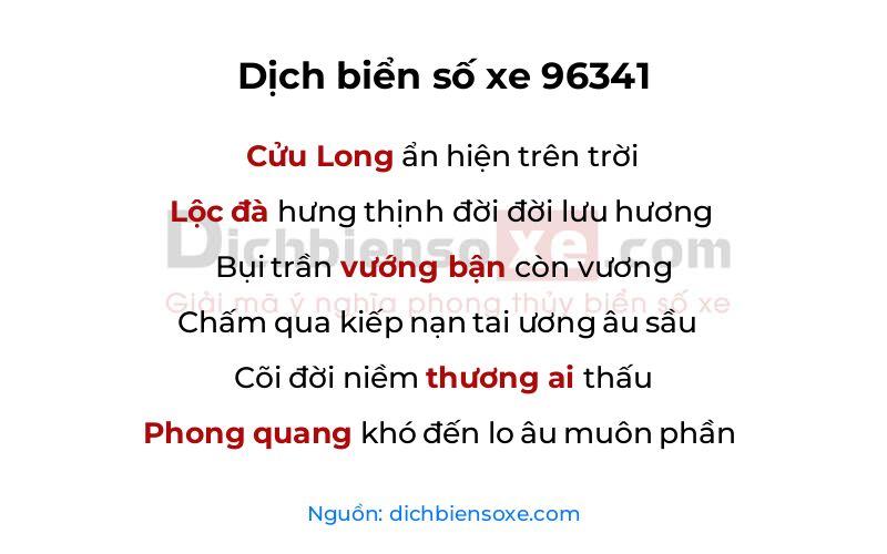 Dịch thơ biển số 96341