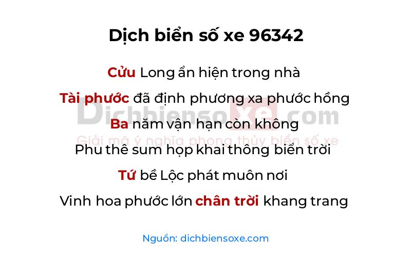 Dịch thơ biển số 96342