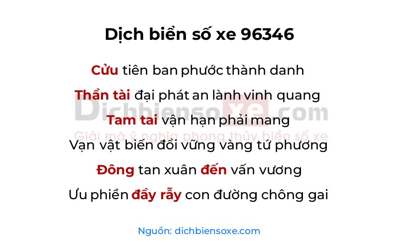 Dịch thơ biển số 96346