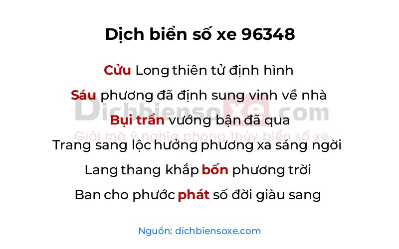 Dịch thơ biển số 96348