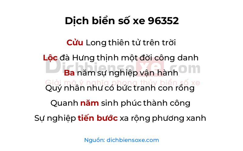 Dịch thơ biển số 96352