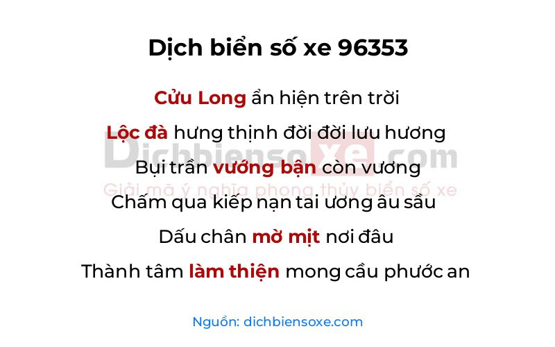 Dịch thơ biển số 96353