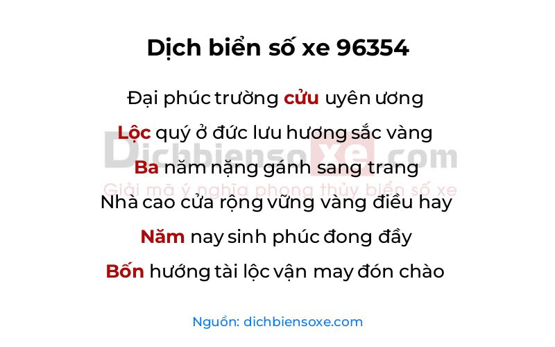 Dịch thơ biển số 96354