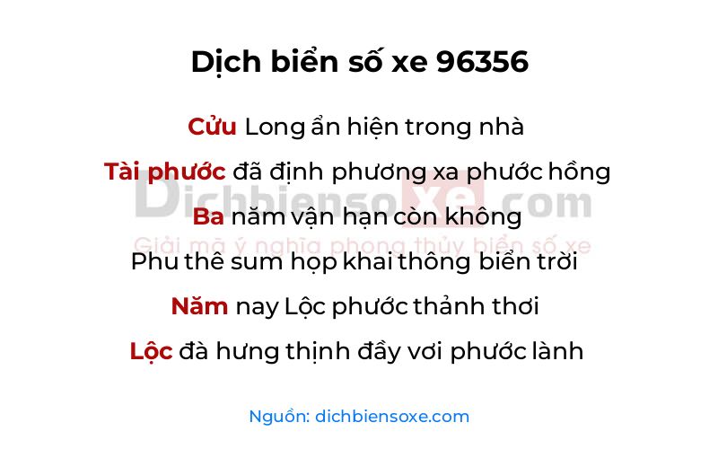 Dịch thơ biển số 96356