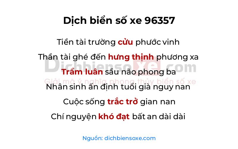 Dịch thơ biển số 96357
