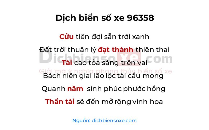 Dịch thơ biển số 96358