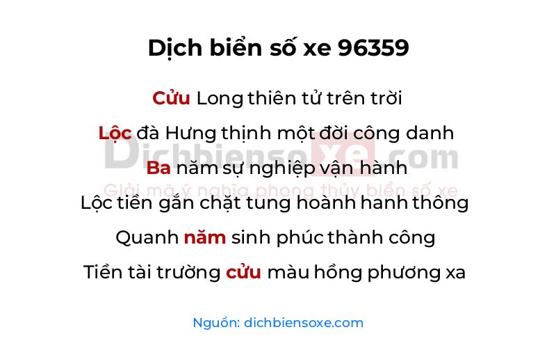 Dịch thơ biển số 96359