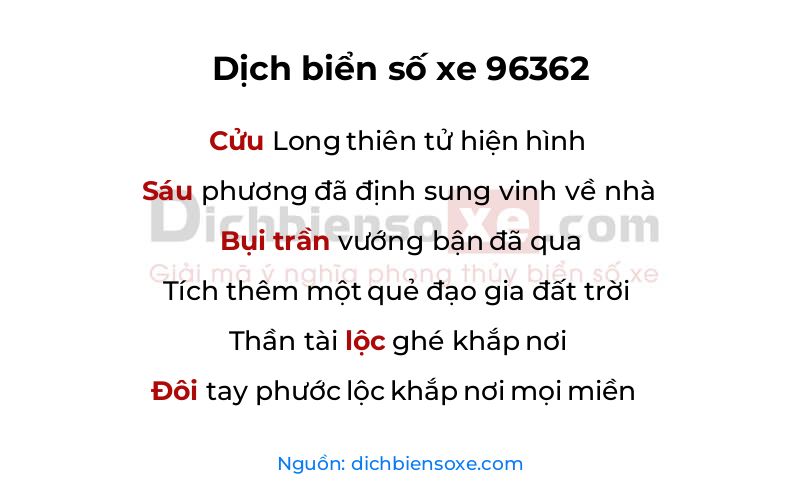 Dịch thơ biển số 96362