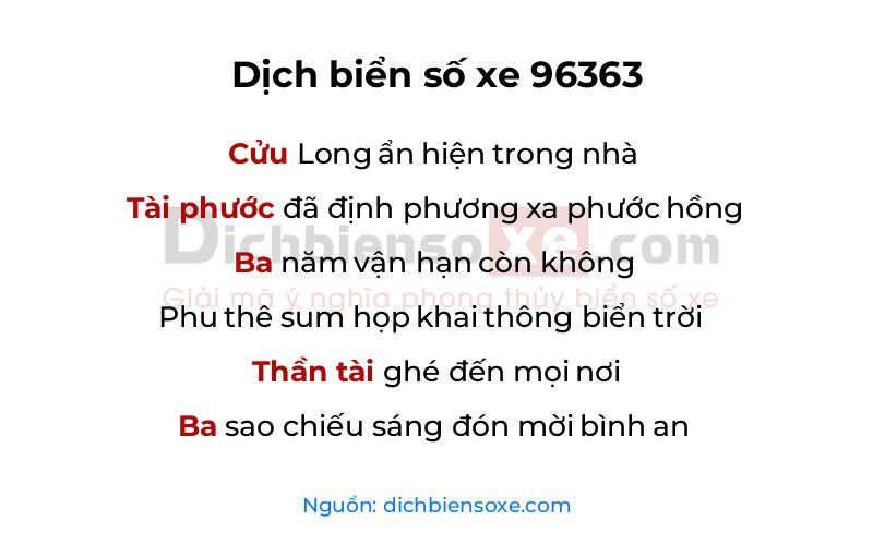 Dịch thơ biển số 96363