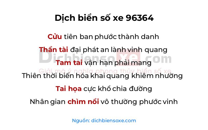 Dịch thơ biển số 96364