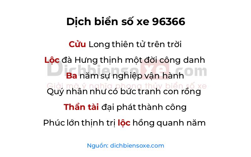 Dịch thơ biển số 96366