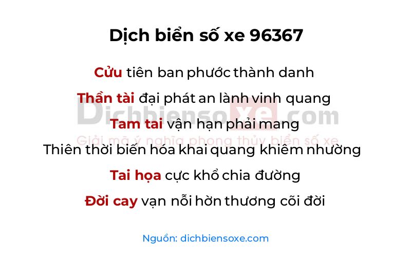 Dịch thơ biển số 96367