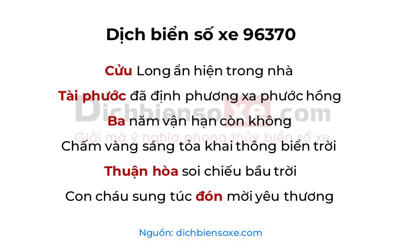 Dịch thơ biển số 96370