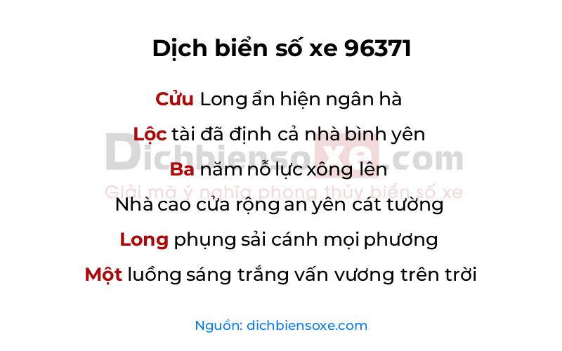 Dịch thơ biển số 96371