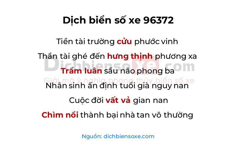 Dịch thơ biển số 96372
