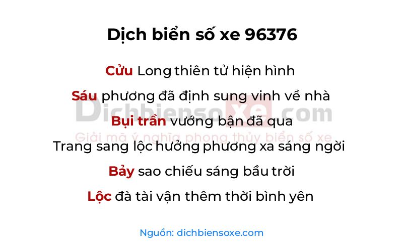 Dịch thơ biển số 96376