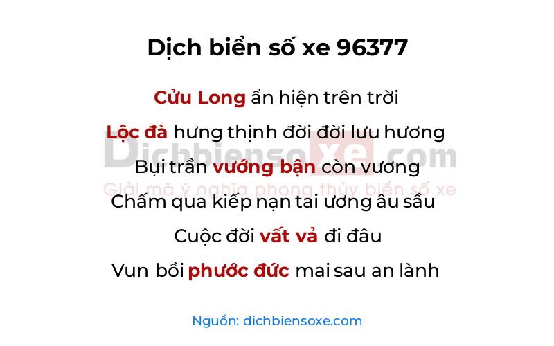 Dịch thơ biển số 96377