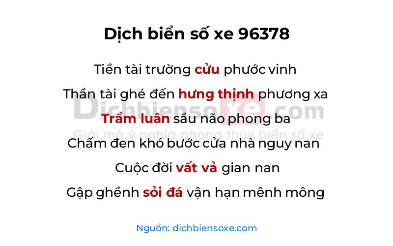 Dịch thơ biển số 96378