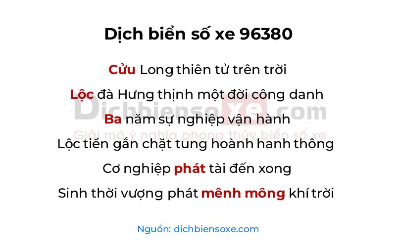 Dịch thơ biển số 96380