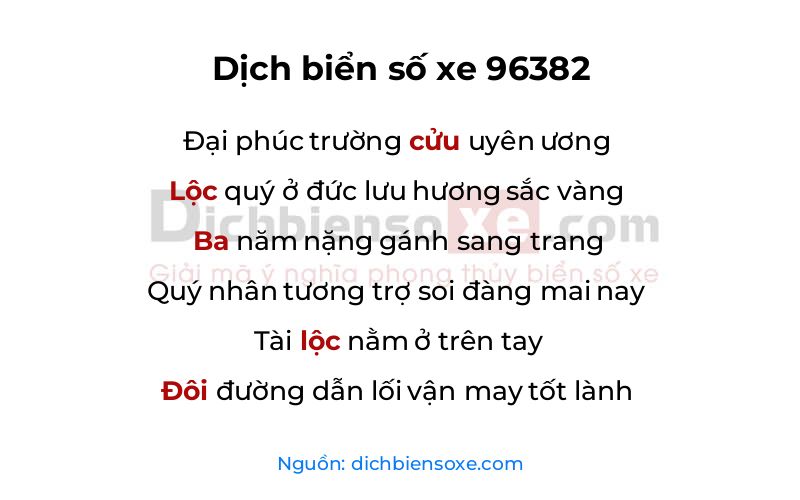 Dịch thơ biển số 96382
